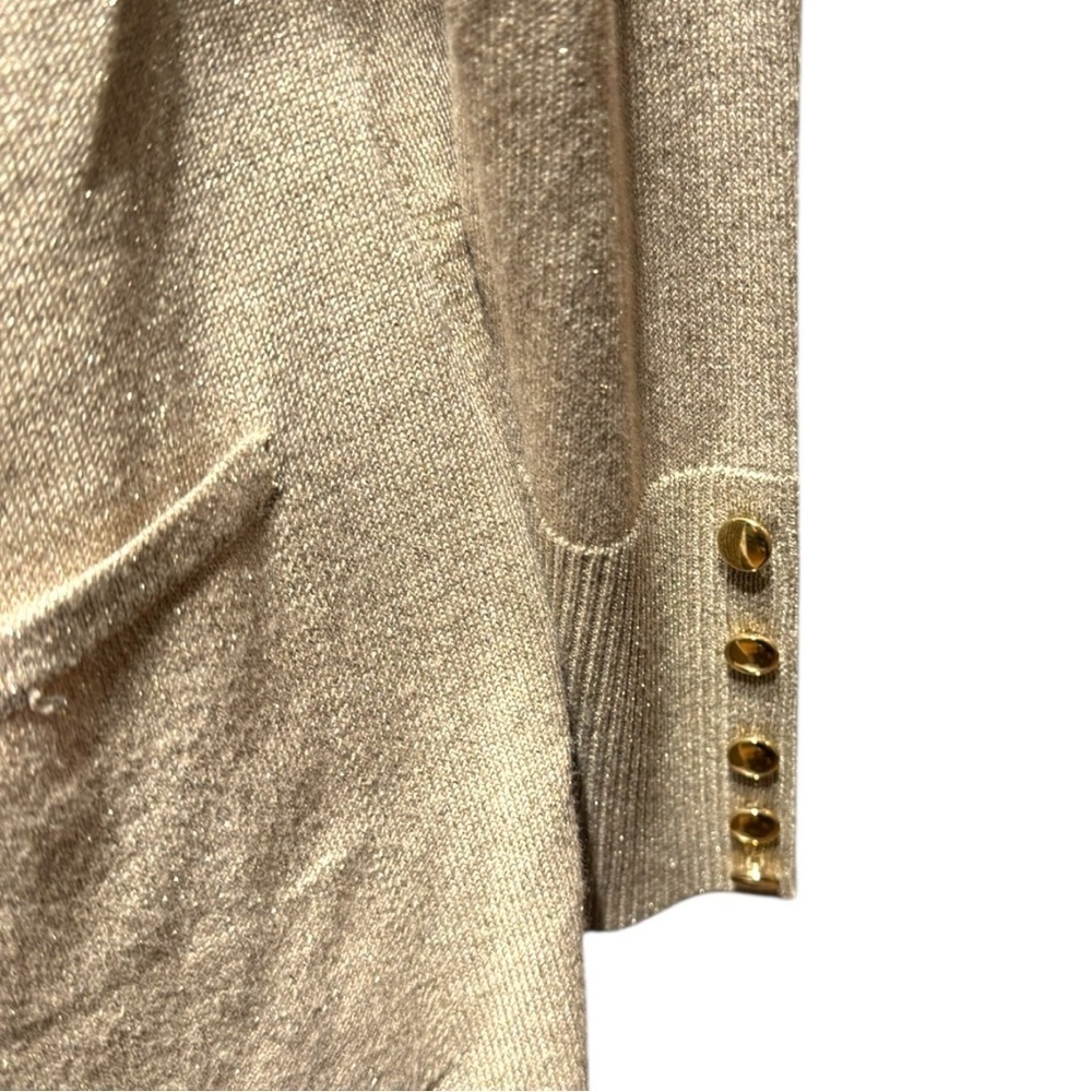 NWOT JM Collection Open Front Metallic Gold Cardigan Size Petite Medium - Picture 4 of 6